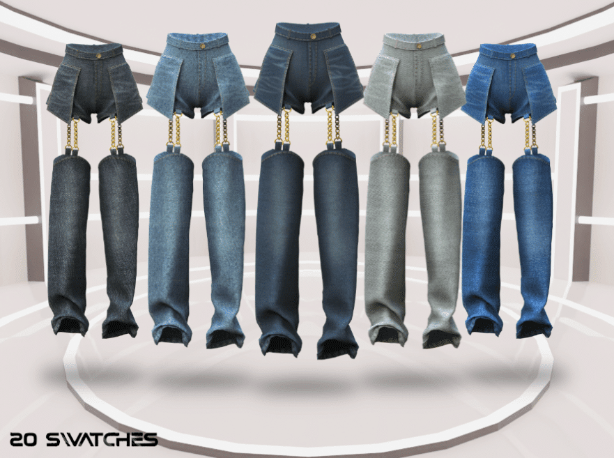 Detachable Chained Leg Baggy High Waist Jeans for Female [ALPHA]