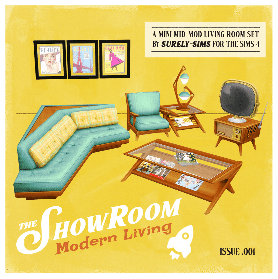 The Showroom Modern Living Set (Sofa/ Magazine/ Wall Decor/ TV/ Lights)