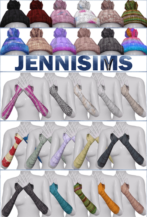 Colorful Beanie and Arm Bandage Warmers