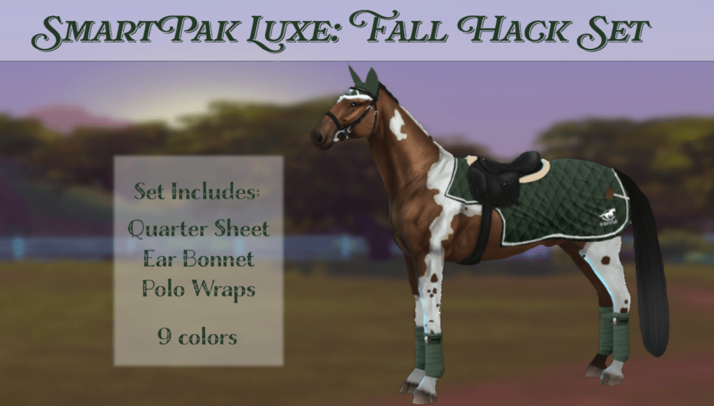 Fall Hack Tack Set for Horses (Quarter Sheet/ Polo Wraps/ Ear Bonnet) [MM]