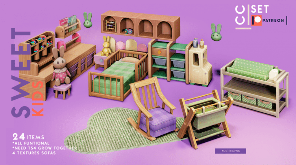 Sweet Kids Room Set (Bed/ Shelves/ Decors/ Rocking Chair/ Table/ Clutters/ Storage) [MM]