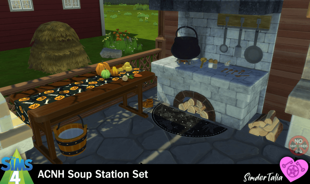 ACNH Soup Station Set (Stone Stove/ Accent Table/ Soup Bowl) [MM]