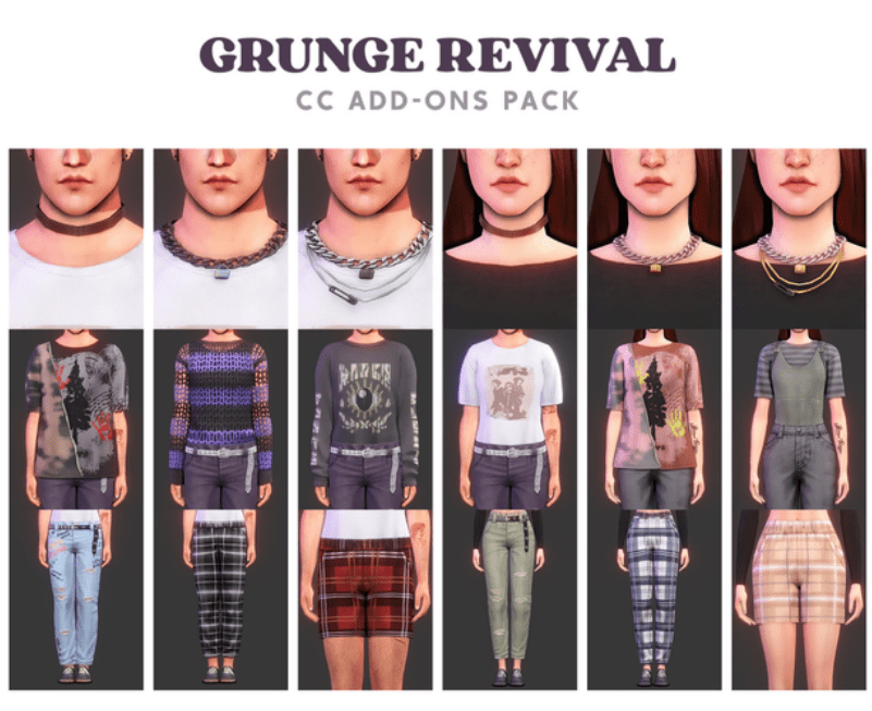 Grunge Clothes Set (Tops/ Shorts/ Pants/ Necklaces) [MM]