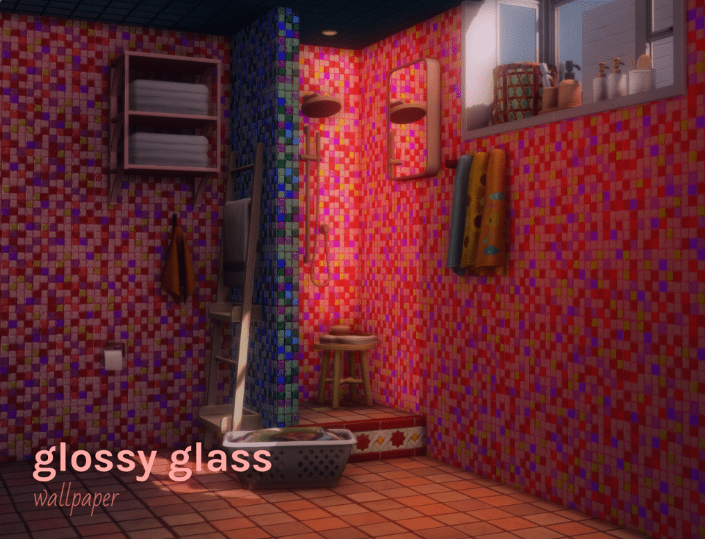 Glossy Glass Wallpaper for Bathroom [MM]