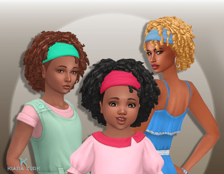 Short Tight Curly Hairstyle with Bandana for Female (Toddlers/ Children/ Adults) [MM]