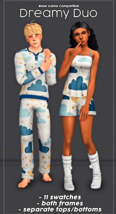 Dreamy Duo Pajama Clothes Set for Male and Female (Tops/ Bottoms) [MM]