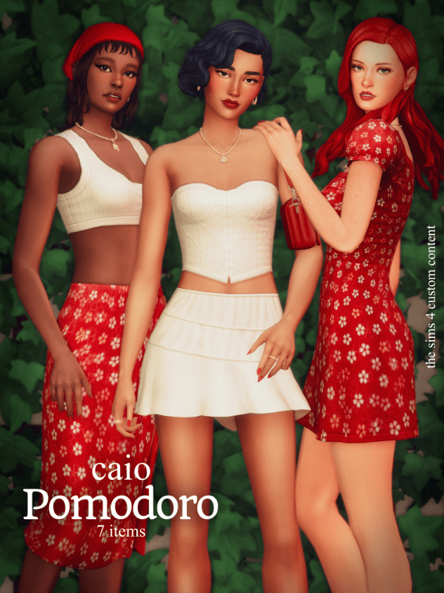 Pomodoro Clothes Set for Female (Crop Top/ Skirts/ Dress) [MM]