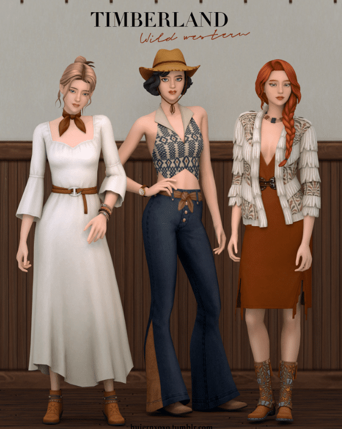 Timberland Clothes and Hair Set for Female (Hair/ Crop Top/ Pants/ Dress/ Cardigan/ Hat) [MM]