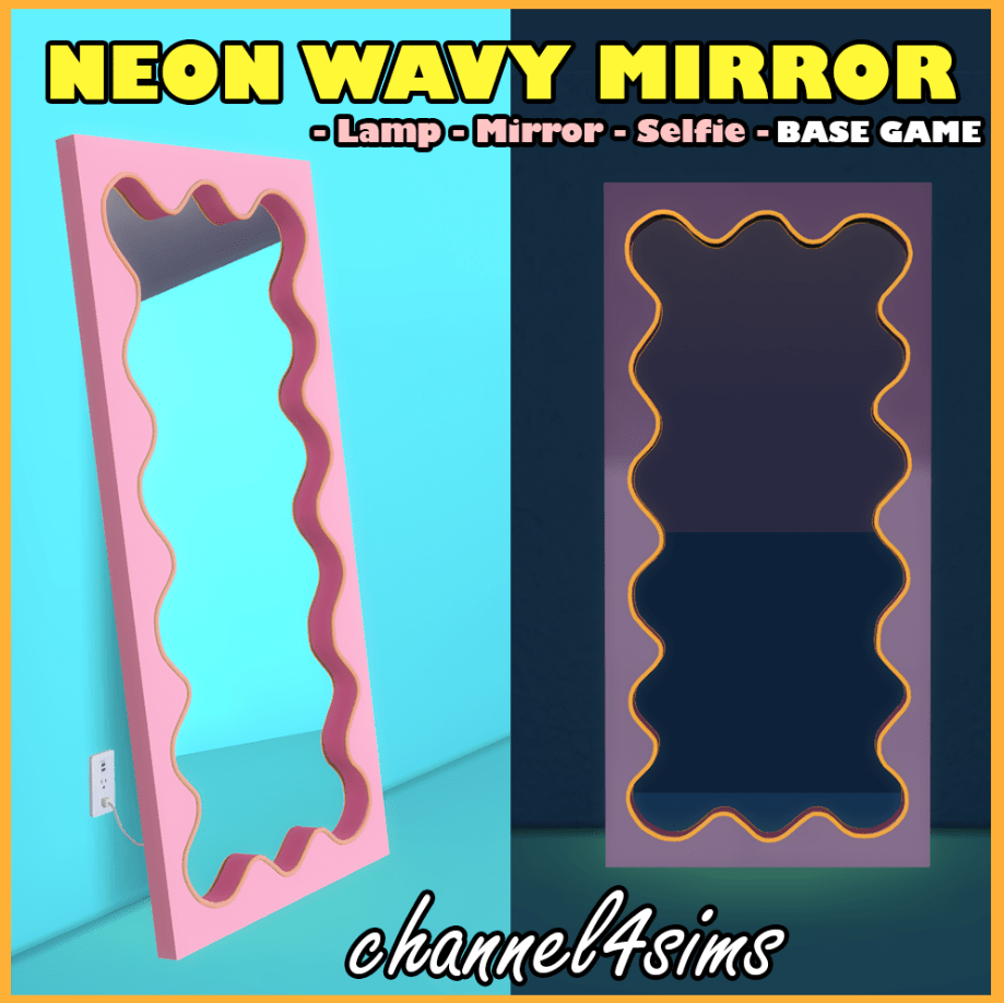 Functional Stylish Neon Wavy Mirror Decor [MM]