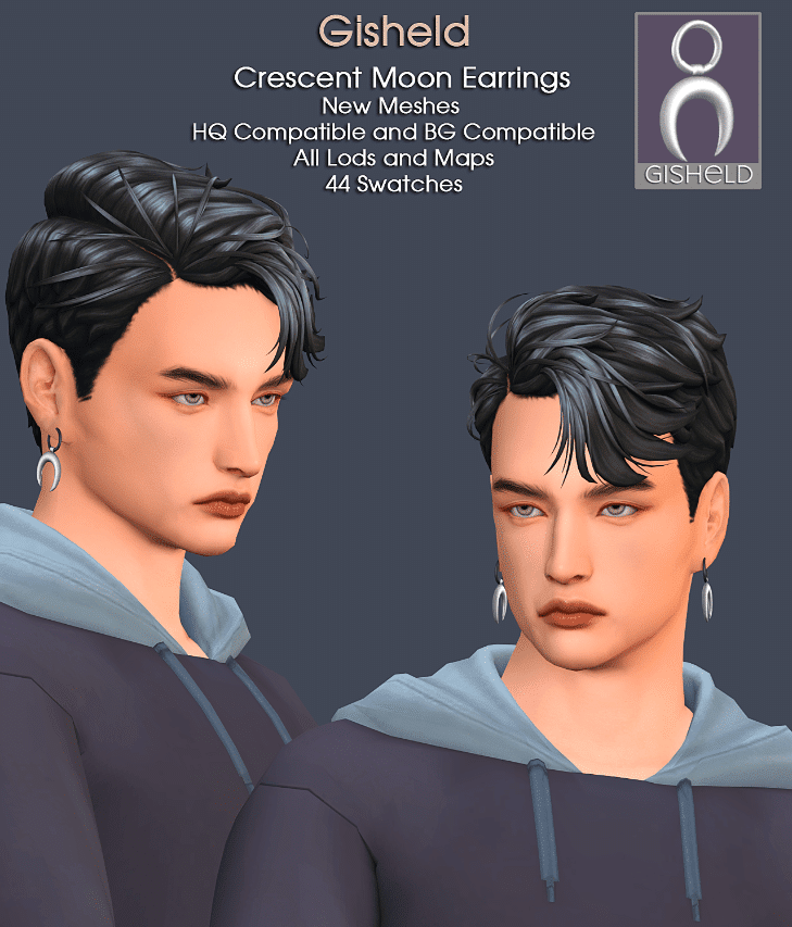 Crescent Moon Earrings Accessory for Male [MM]