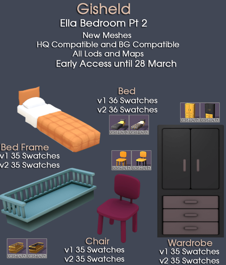 Ella Bedroom Set (Bed/ Bed Frame/ Chair/ Wardrobe) [MM]