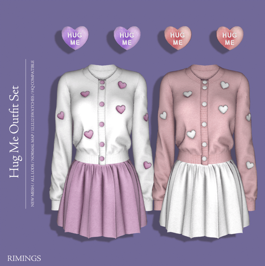 Hug Me Outfit Set for Female (Buttoned Cardigan/ Skirt/ Earrings) [ALPHA]