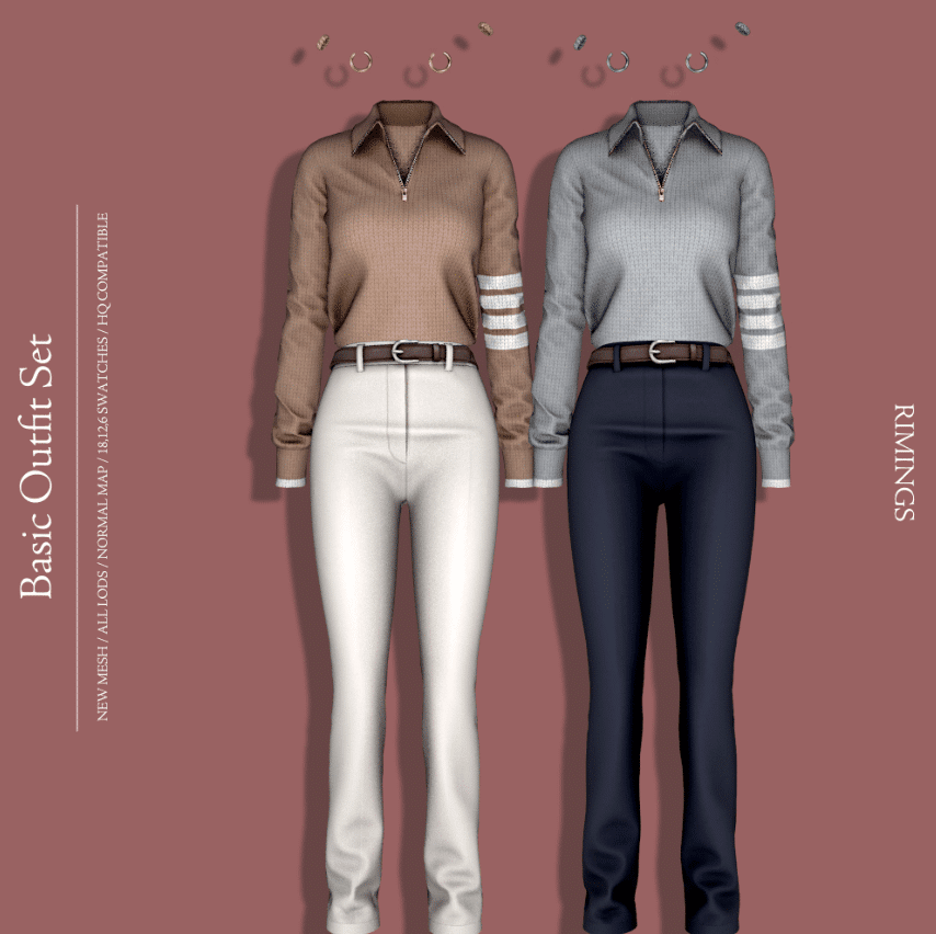 Basic Outfit Set for Female (Top/ Pants/ Earrings) [ALPHA]