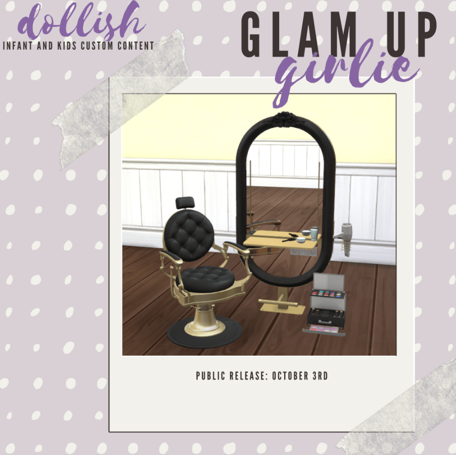 Glam Up Girlie Collection Set (Styling Chair/ Hair Gel/ Curl Cream/ Brush/ Makeup/ Mirror)