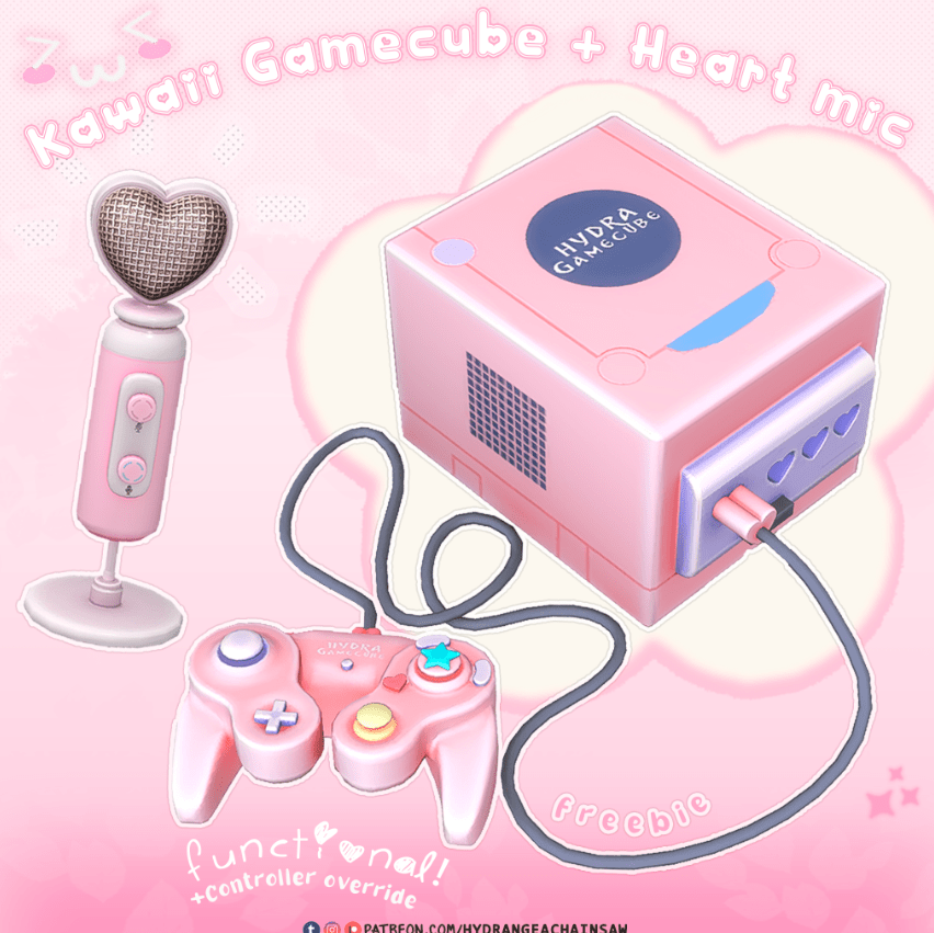 Kawaii Gamer freebies Set (Gamecube Console/ Heart Mic) [ALPHA]