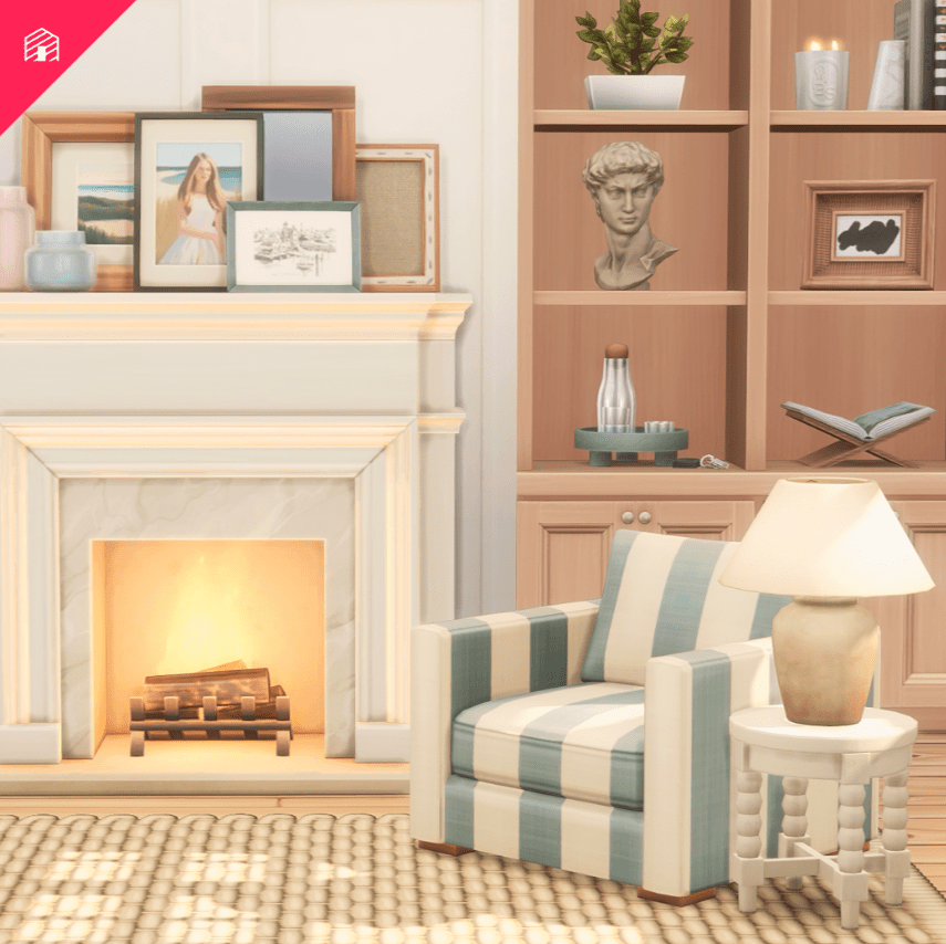 The Coastal Collection Living Room Set (Sofa/ Piano/ Window/ Blinds/ Loveseat/ Coffee Table/ Clutters/ Fireplace/ Paintings/ Cabinets/ Bookshelves/ TV Rack) [MM]