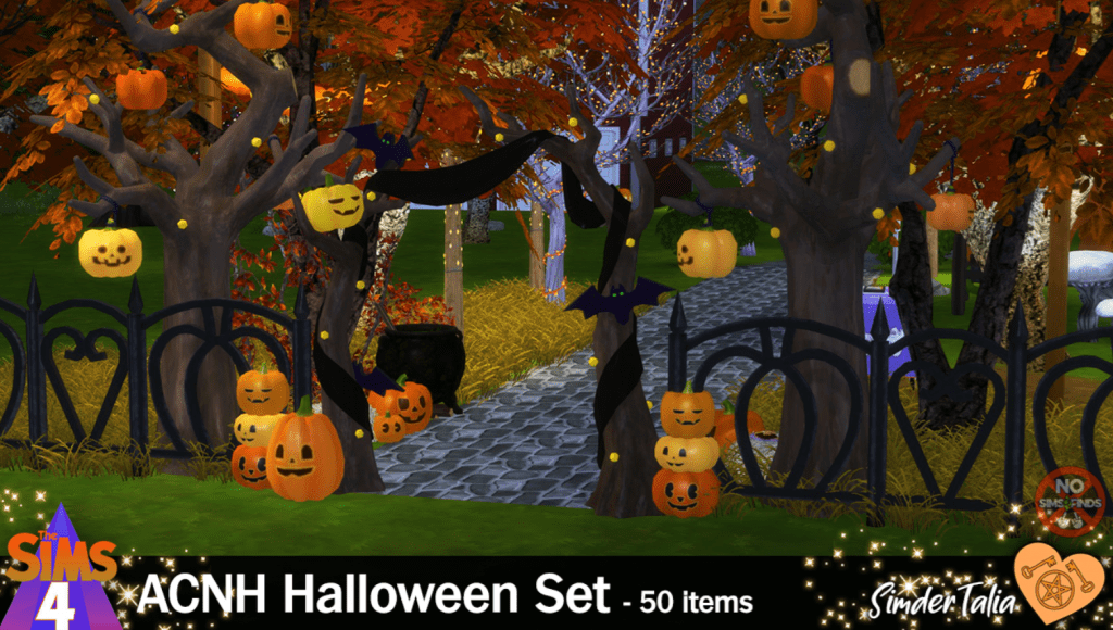 ACNH Outdoor Decors Halloween Set (Decors/ Clutters/ Tables/ Rugs/ Tree/ Fence/ Bench/ Gravestone/ Insects/ Carriage/ Candies/ Arch) [MM]