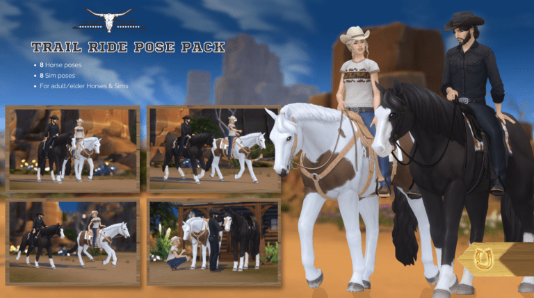 Trail Ride Couple Pose Pack with Horses