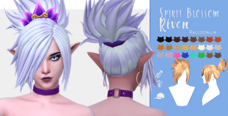 Spiky Ponytail Hairstyle with Long Side Bangs and Hair Accessory for Male and Female [MM]