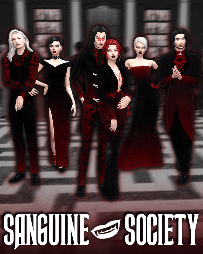 Vampire Themed Collection Set for Male and Female (Blazer/ Pants/ Eyeglasses/ Necklace/ Rings/ Long Gloves/ Earrings/ Choker/Vest with Long Sleeves/ Dress/ Tuxedo/ Heels/ Shoes) [MM]