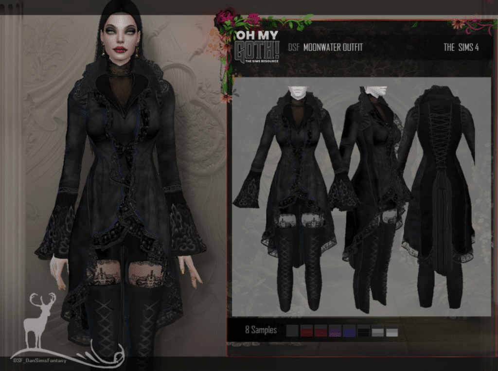 Laced Gothic Coat Outfit with Leather Pants for Female [ALPHA]