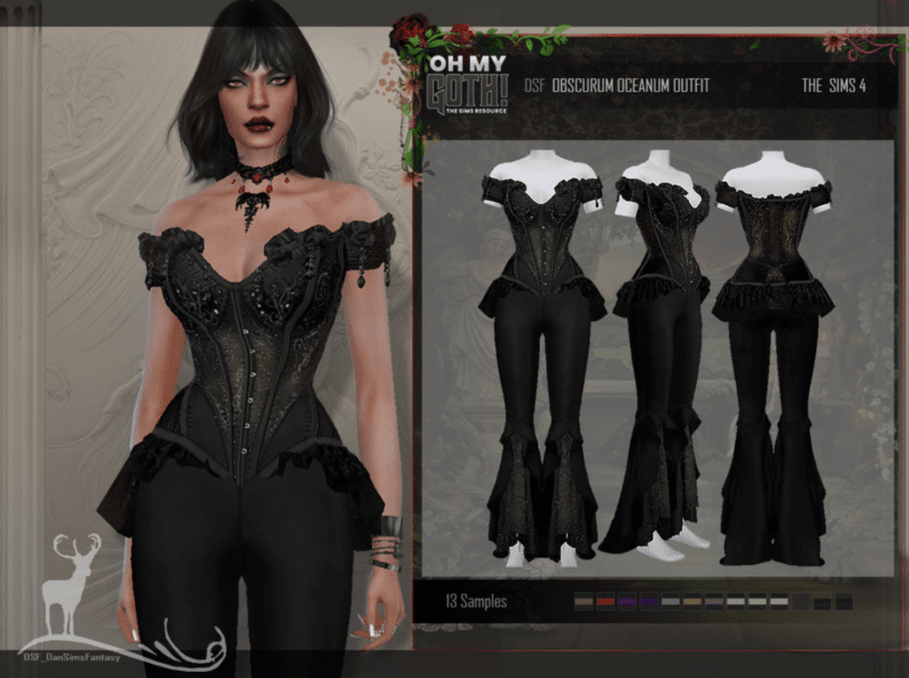 Off Shoulder Gothic Corset with Pants Set for Female [ALPHA]