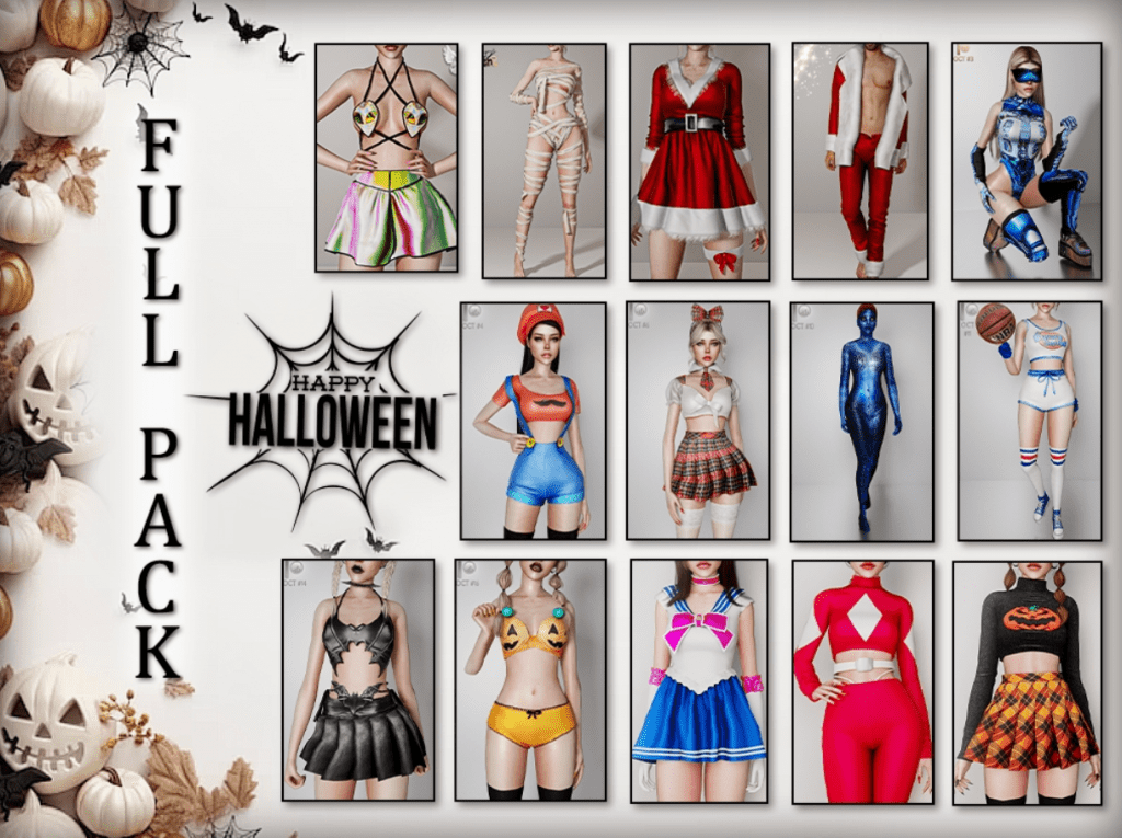 Halloween Costumes Set for Male and Female (Sexy Outfits/ Skirts/ Full Body/ Crop Top/ Pants/ Coat) [ALPHA]