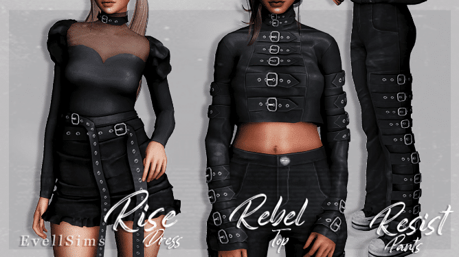 Rebel Clothes Set for Female (Dress/ Crop Top/ Pants) [MM]