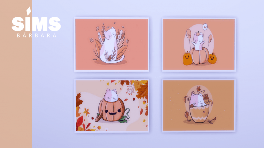 Lofi Autumn Cute Cats Horizontal Poster Decor [ALPHA]