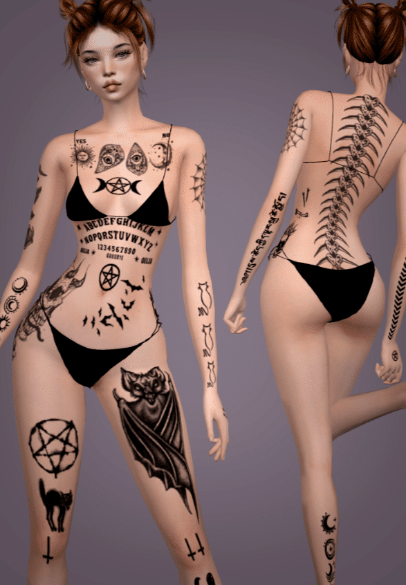 Ouija Witch Full Body Tattoo for Female