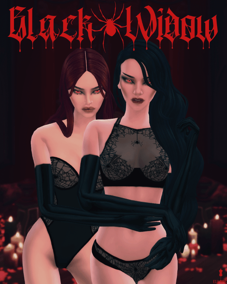 Black Widow Lingerie Set (Bra/ Panty/ Bodysuit) [MM]