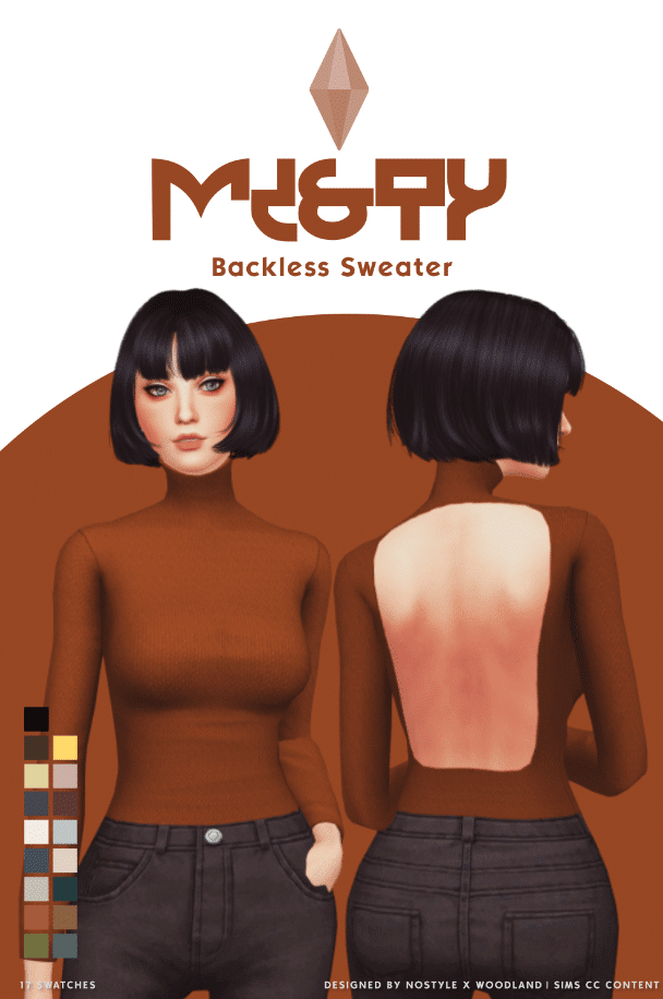 Turtleneck Sweater with Back Cut Out for Female [MM]