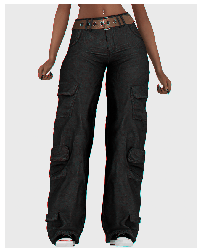 Wide Cargo Pants with Belt Accessory for Female [ALPHA]