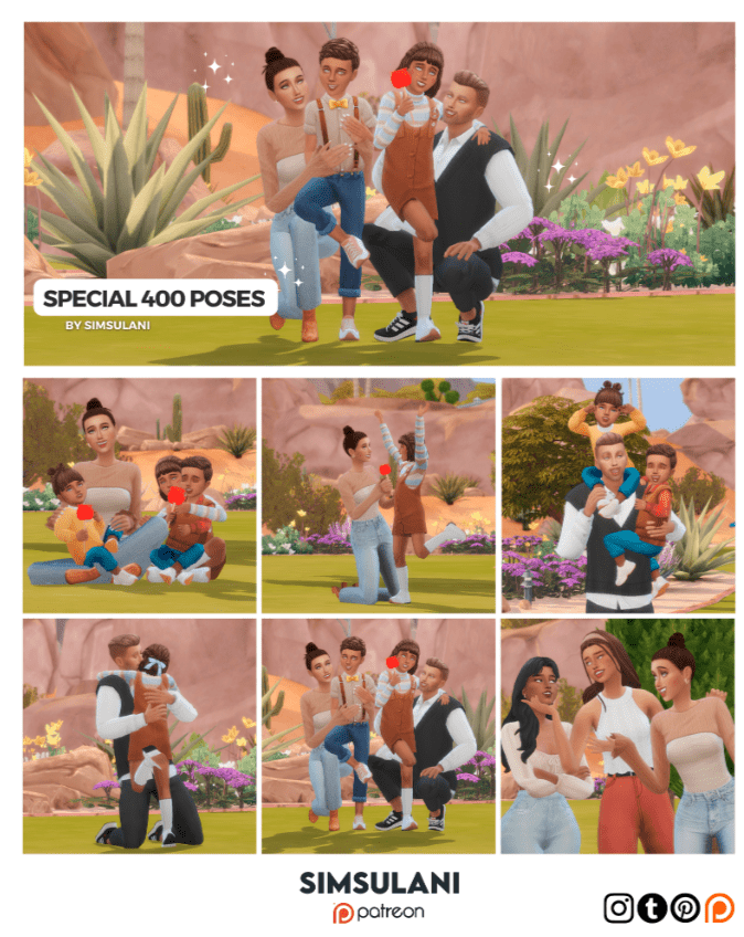 Happy Family Group Pose Pack for Adults and Kids