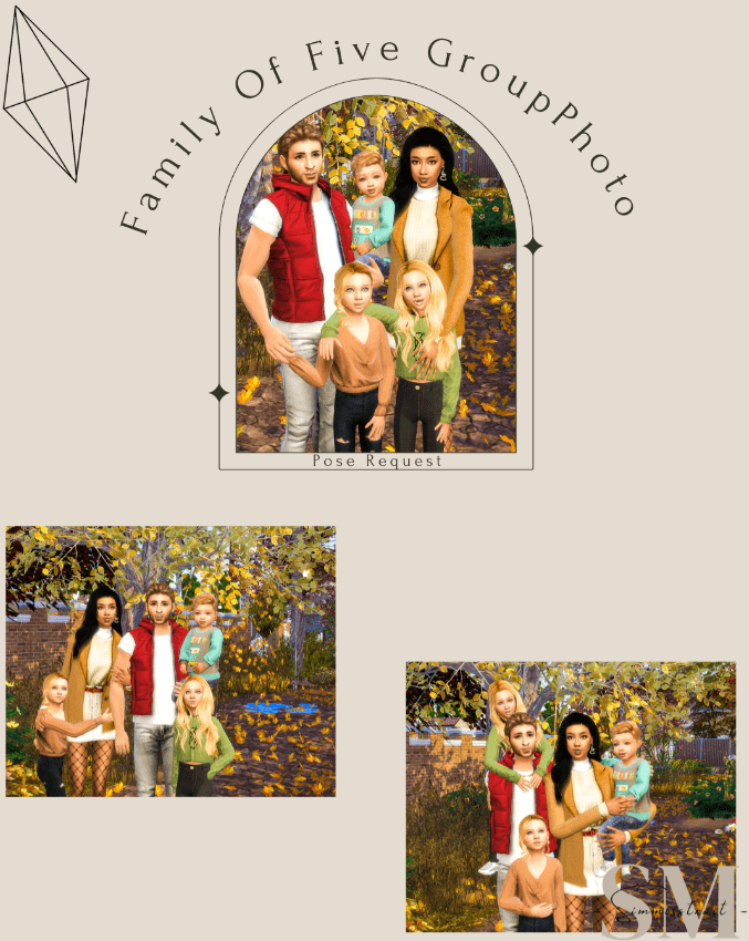 Family of Five Group Pose Pack