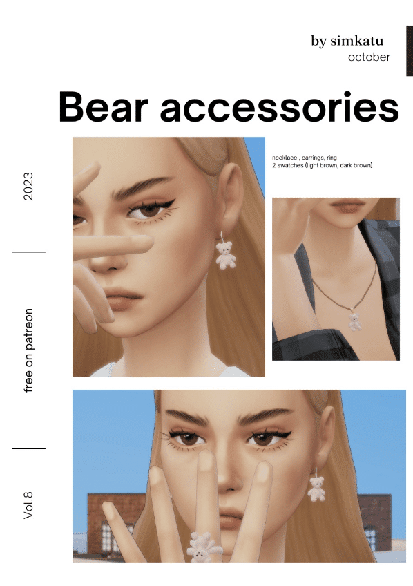 Bear Accessory Set for Female (Necklace/ Rings/ Earrings) [MM]