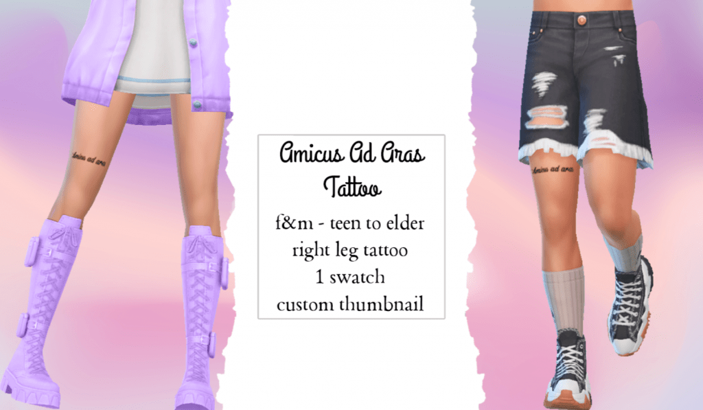 Amicus Ad Aras Leg Tattoo for Male and Female