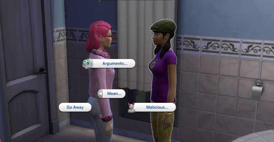 Mean interactions list for Sims 4