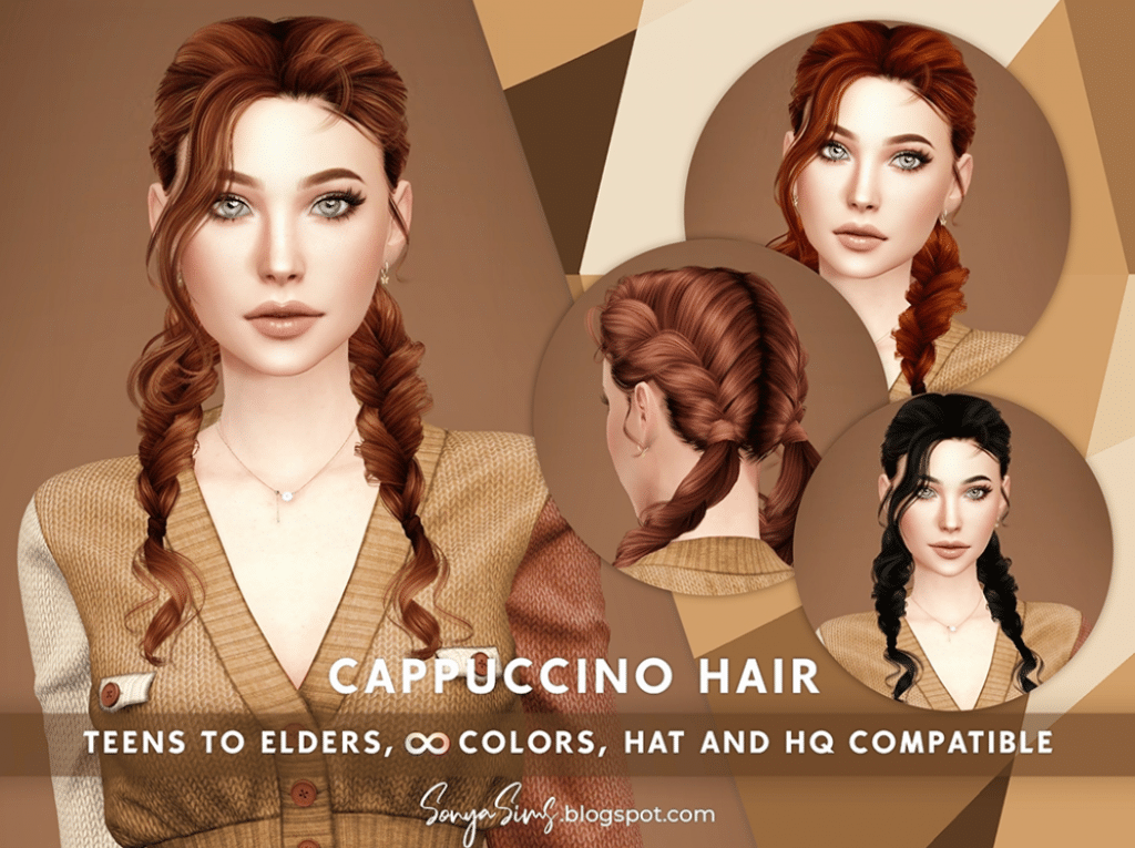 Cappuccino Braided Pigtail Hairstyle for Female