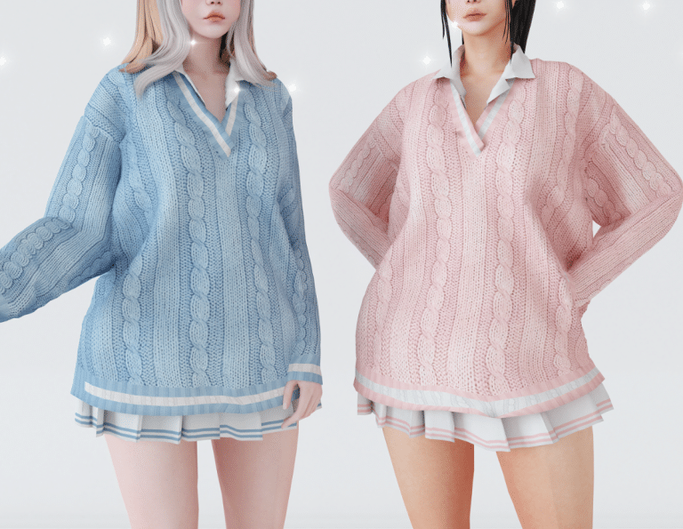 Cute Oversized Knitted Top with Skirt [ALPHA]