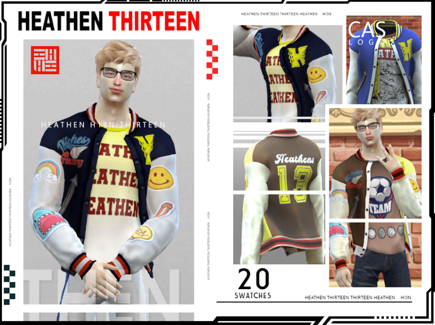 Open Patched Varsity Jacket and Graphic Shirt
