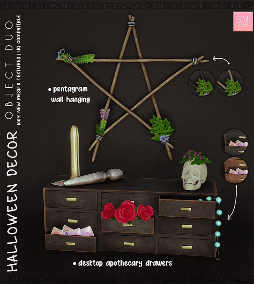 Living Room Halloween Decor Set (Pentagram Wall Decor/ Drawer) [ALPHA]