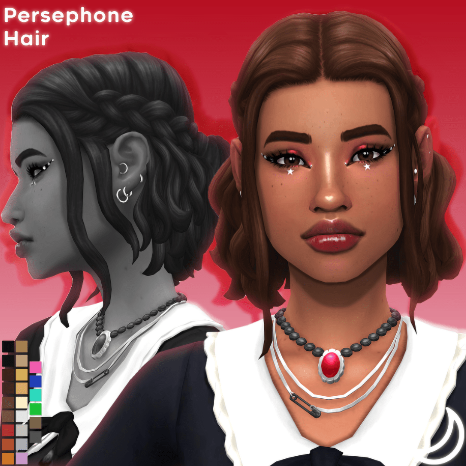 Persephone Short Middle Parted Hairstyle with Back Braids for Female [MM]