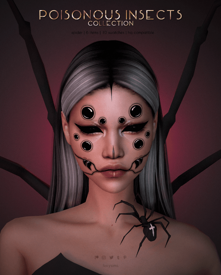 Poisonous Spider Insects Collection Set for Female (Eyeliner/ Spider Face Eyes/ Spider Face Marks/ Spider Accessory) [ALPHA]