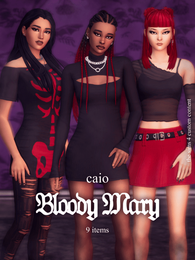 Bloody Mary Clothes Set for Female (Crop Top/ Dress/ Boots/ Skirt/ Necklace/ Stockings) [MM]