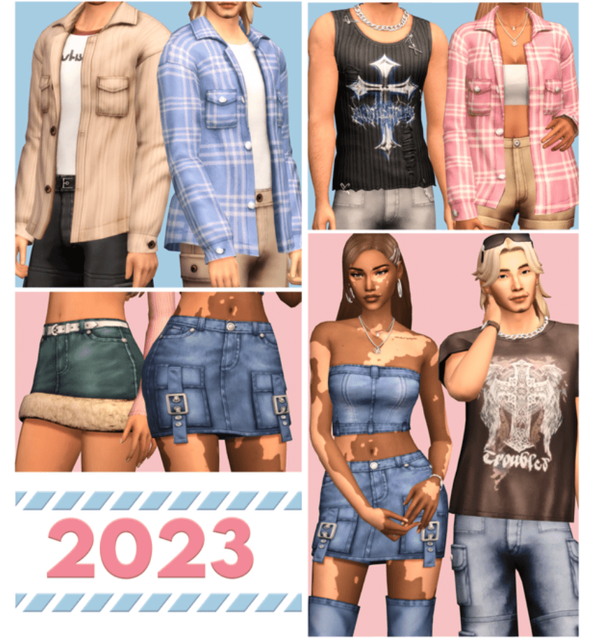 AxA 2023 Collection (Hair/ Accessories/ Skirts/ Jackets/ Tops/ Pants/ Shorts/ Shirts ) [MM]
