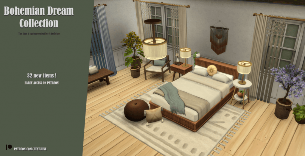 Bohemian Dream Collection Set (Bed/ Night Stand/ Chairs/ Decor/ Plants/ Clutter/ Lights) [MM]