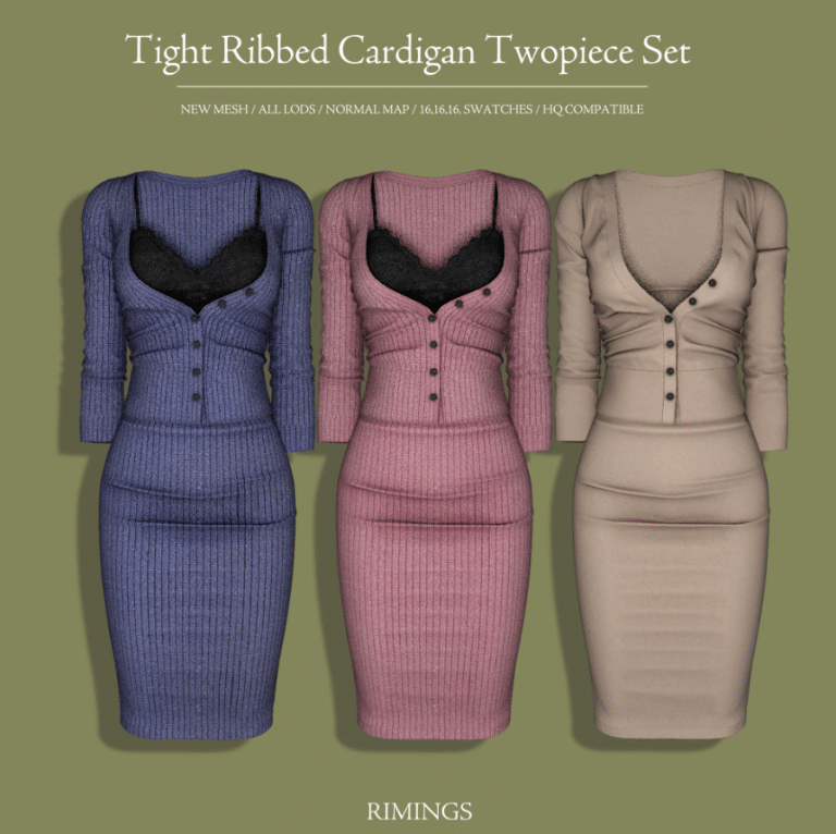 Tight Ribbed Cardigan Dress Set