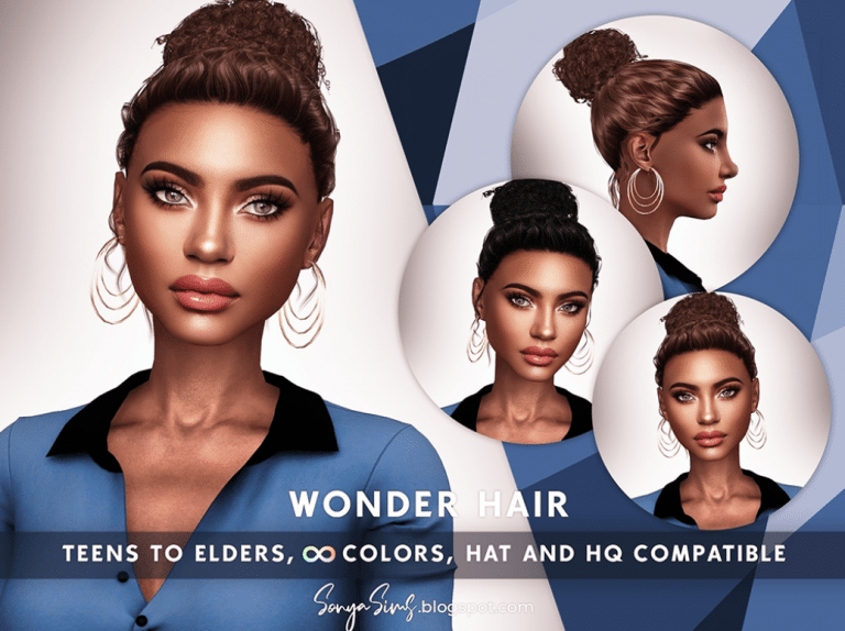 Wonder Curly Top Bun Hairstyle for All Ages