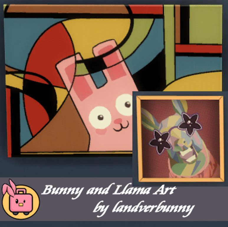 bunny and llama modern art painting